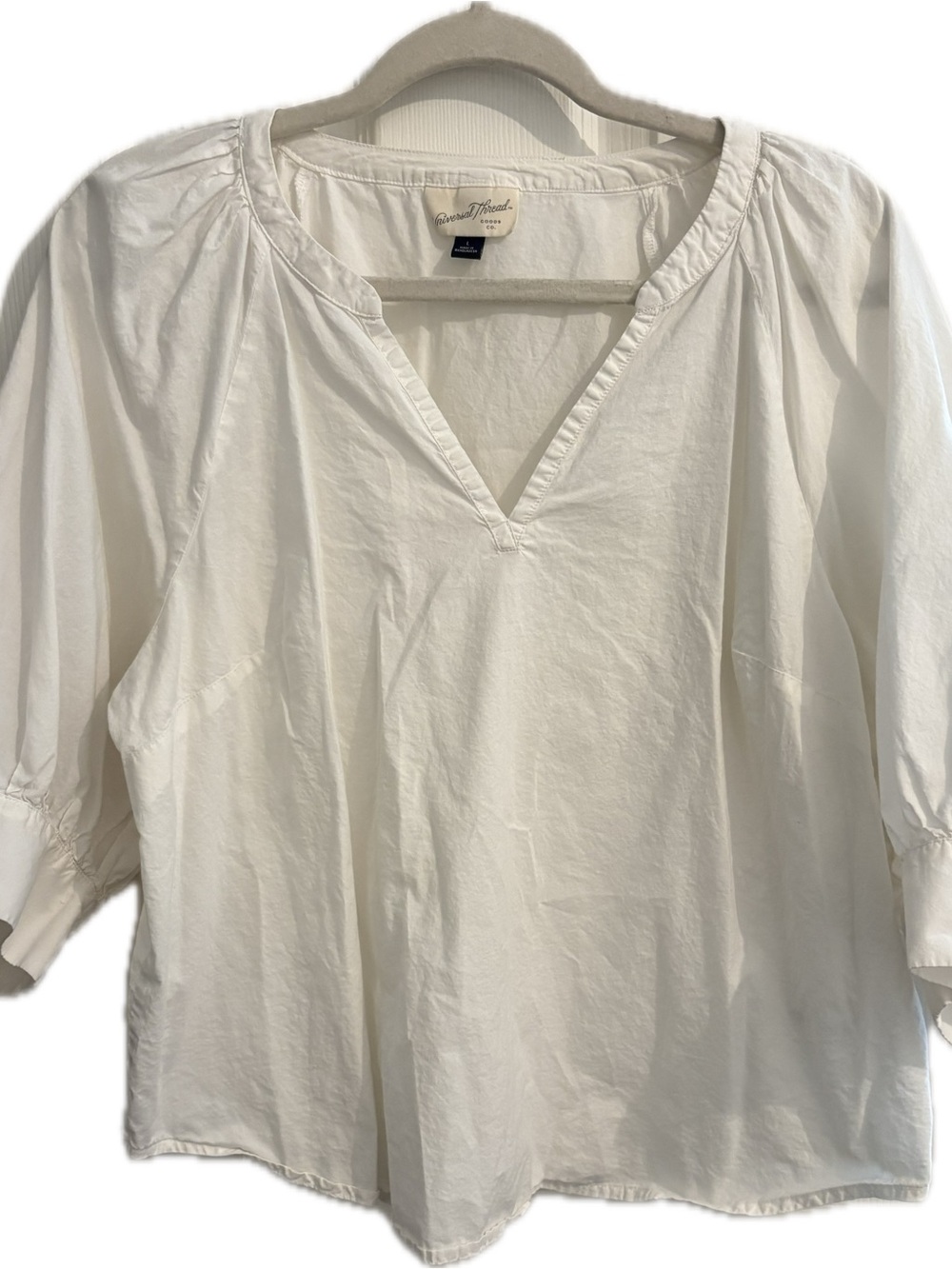 Universal Thread Cream V-Neck Cotton Peasant Blouse
